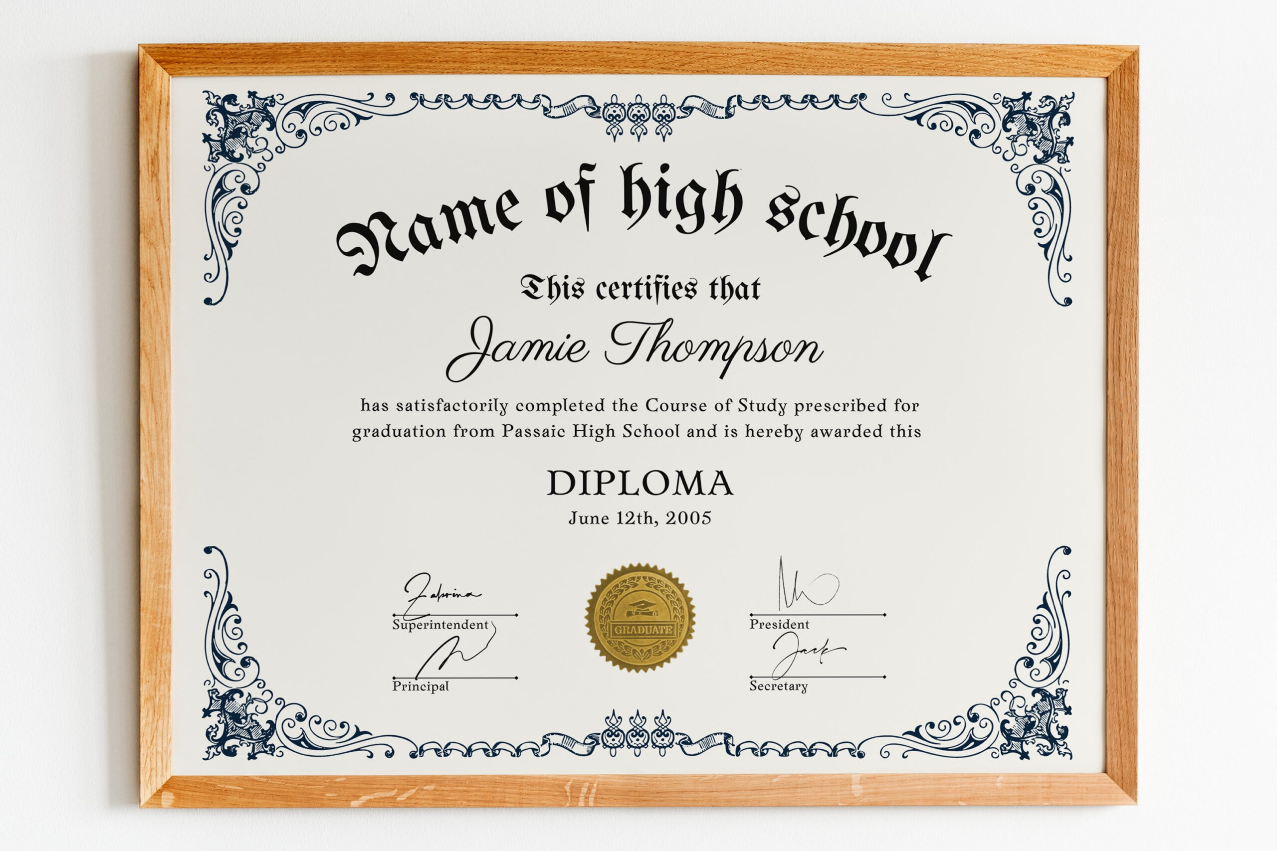 High School Diploma Template, General Equivalency (2487631) intended for Free Printable High School Diploma Templates