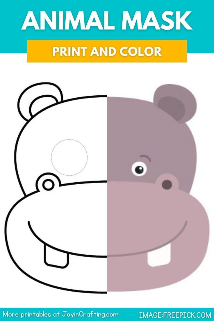 Hippo Animal Mask Printable Coloring Page intended for Free Printable Hippo Mask