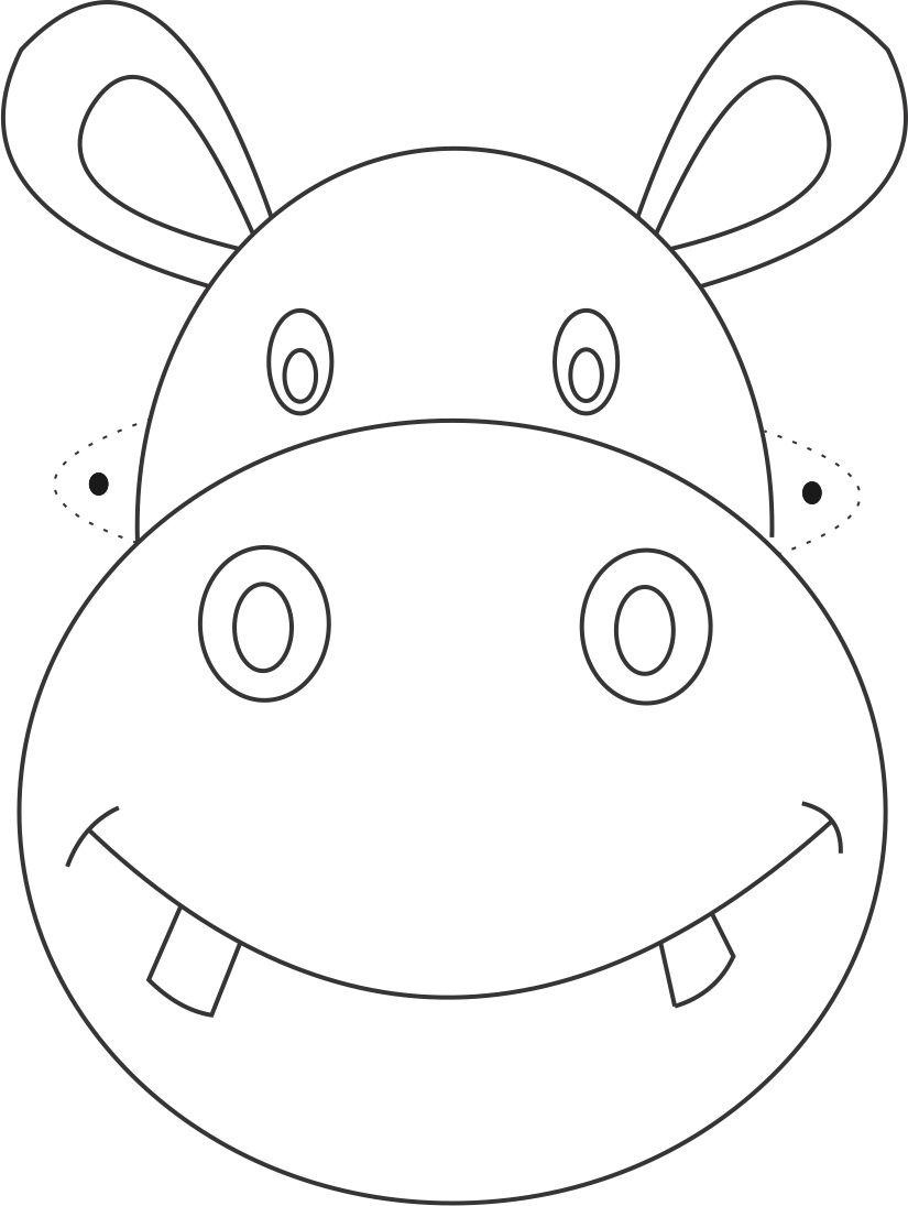 Hippo Mask Printable Coloring Page For Kids with Free Printable Hippo Mask