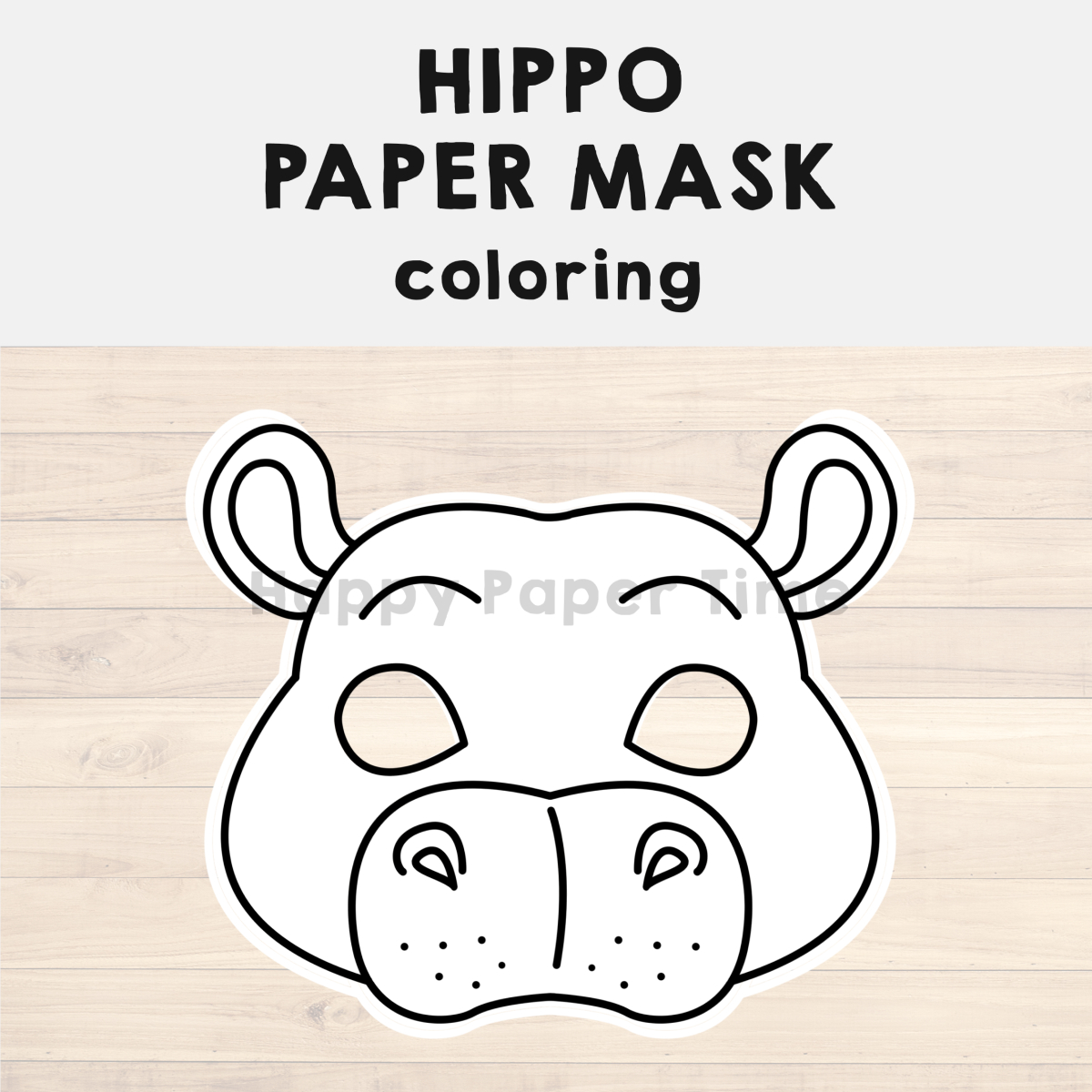 Hippo Paper Mask Printable African Animal Coloring Craft Activity for Free Printable Hippo Mask