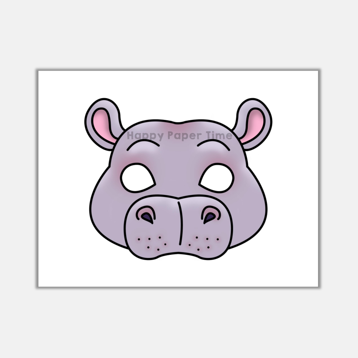 Hippo Paper Masks Printable African Animal Coloring Craft Activity within Free Printable Hippo Mask