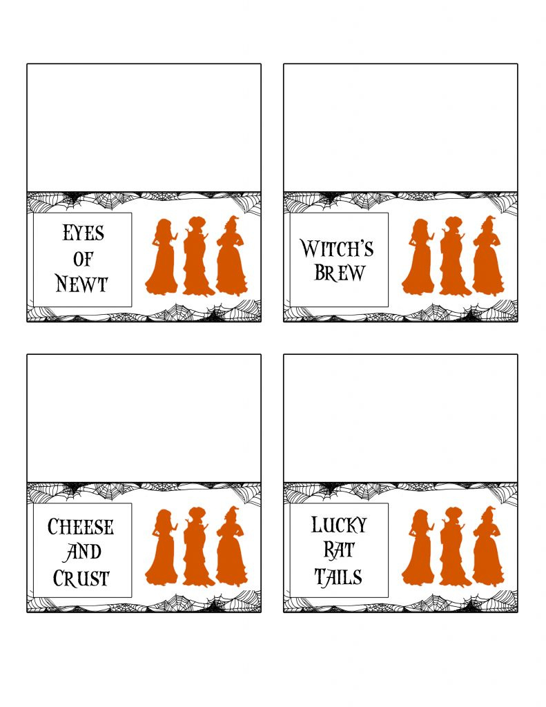 Hocus Pocus Party Place Cards And Food Labels | Free Printable with regard to Free Printable Halloween Place Cards