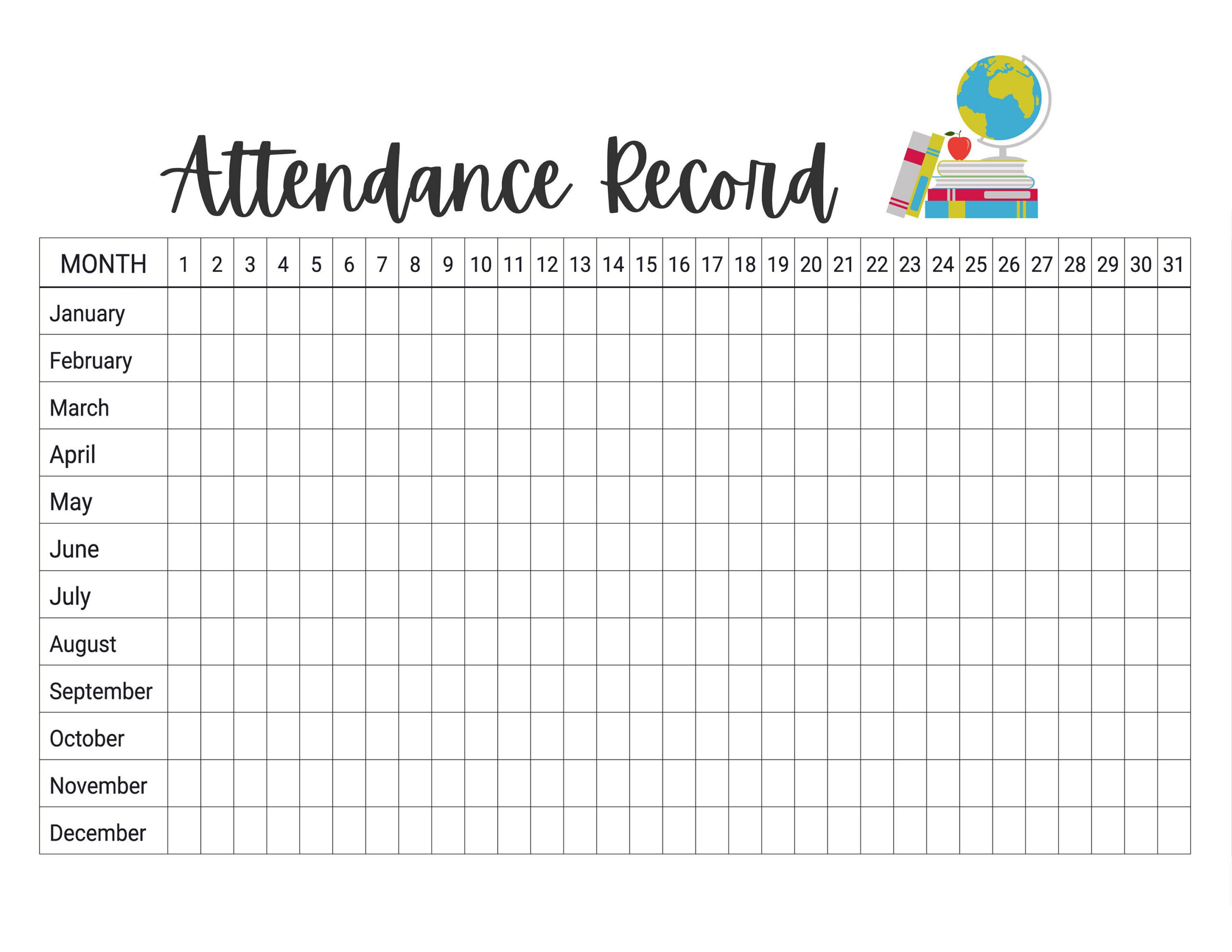 Homeschool Attendance Record Tracker Log Sheet Printable - Etsy regarding Free Printable Attendance Sheets For Homeschool