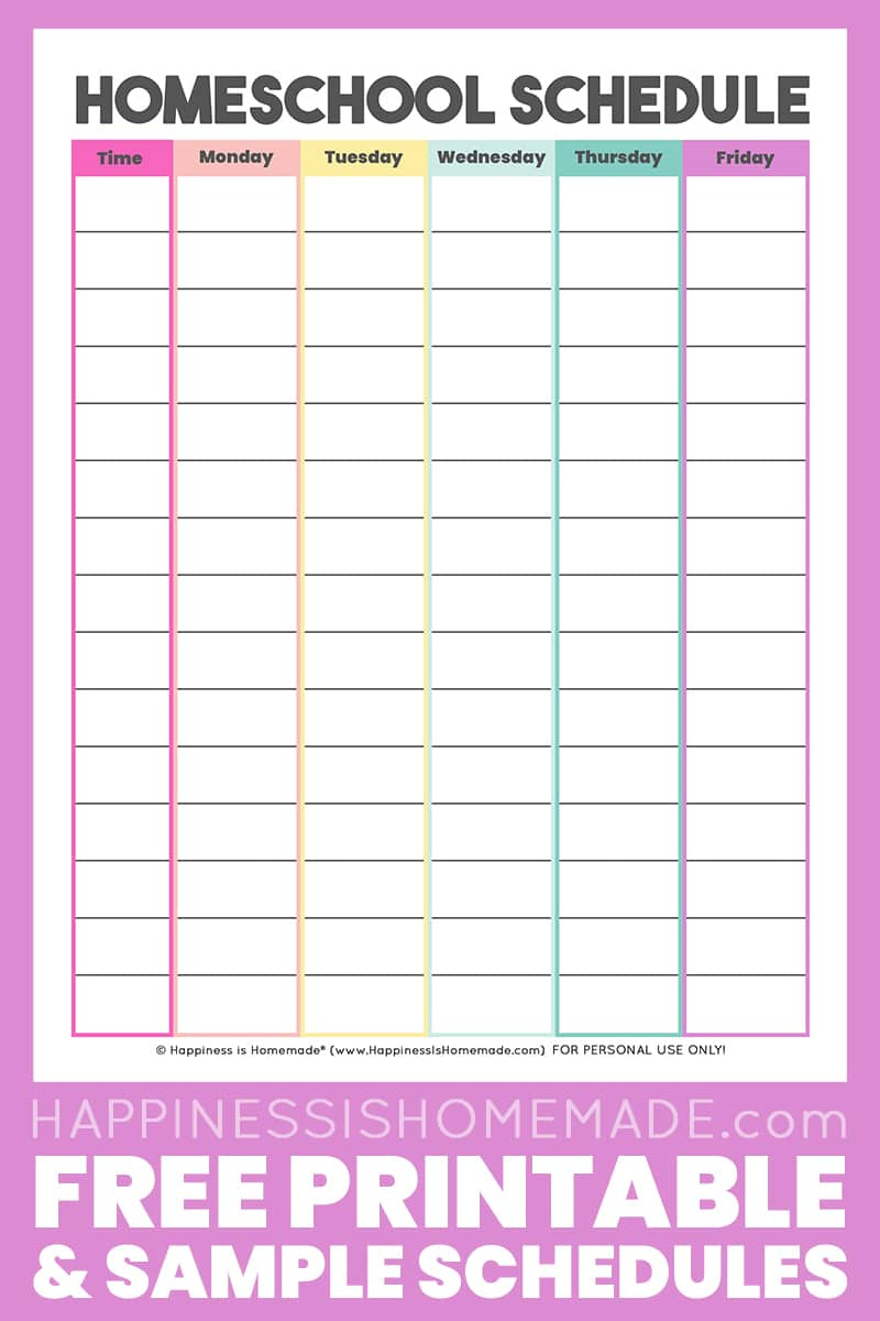 Homeschool Schedule Template: Free Printable - Happiness Is Homemade with regard to Free Printable Homeschool Curriculum
