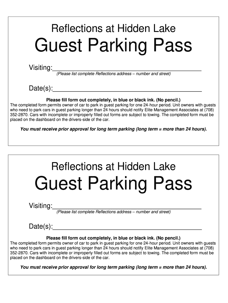 Hotel Parking Pass Template: Fill Out & Sign Online | Dochub in Free Printable Parking Permits