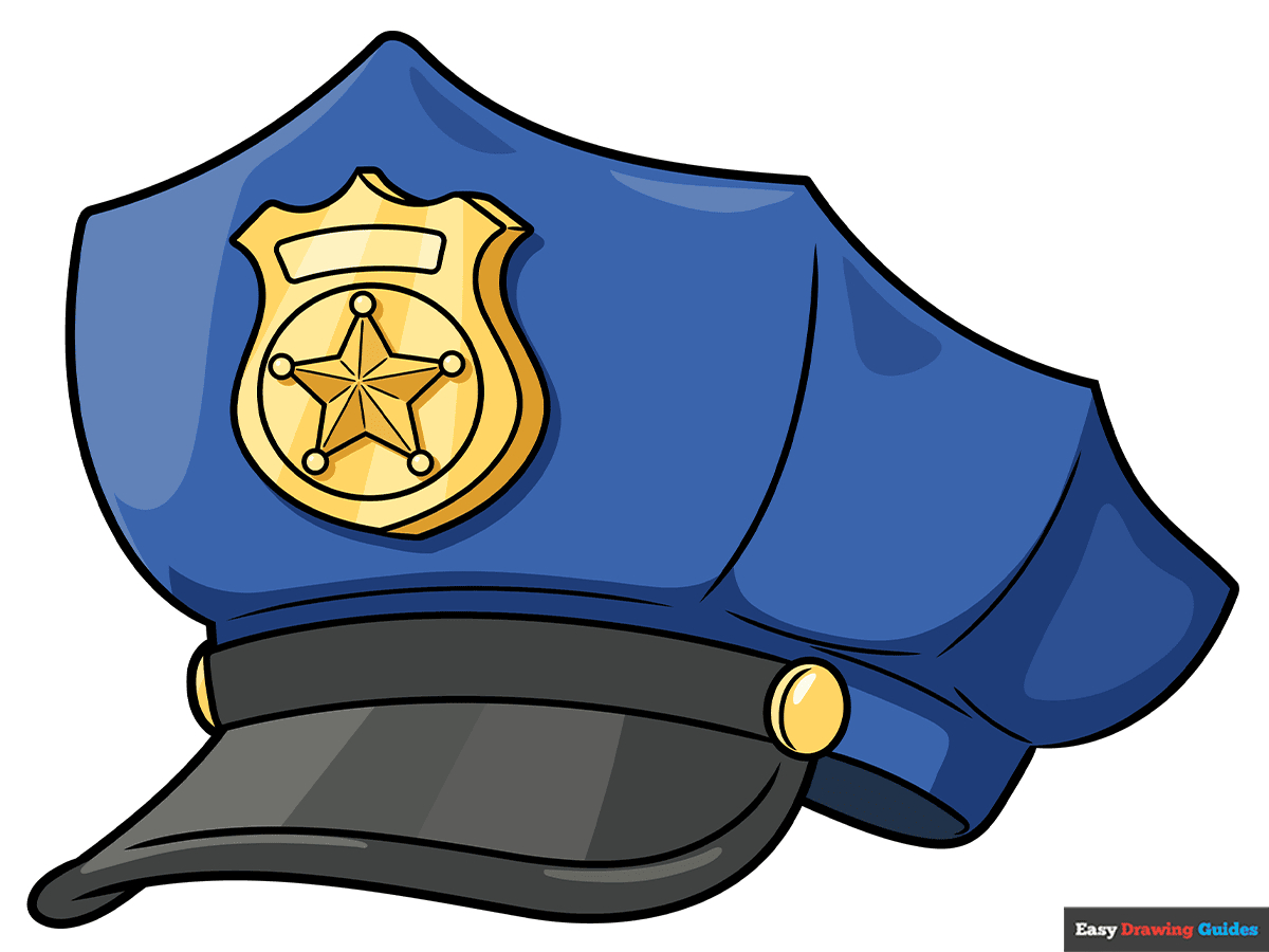How To Draw A Police Hat - Really Easy Drawing Tutorial for Free Printable Police Hat
