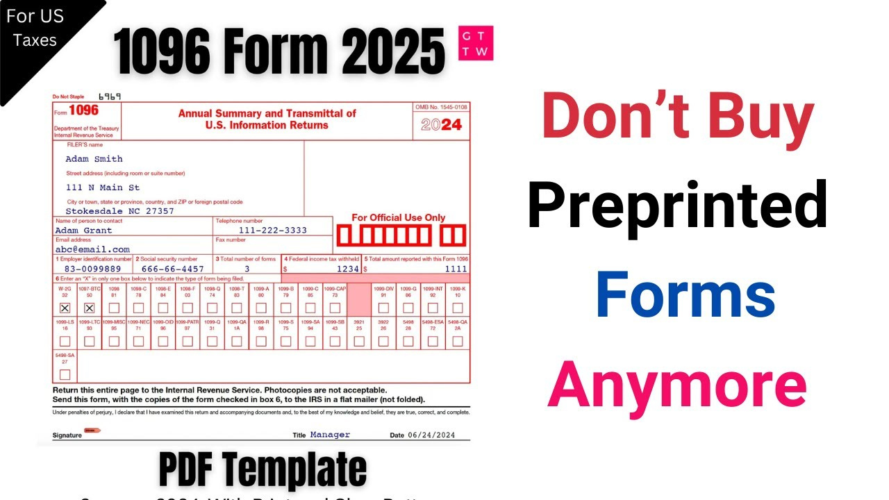 How To Fill Out Irs Form 1096: Step-By-Step Guide + Money-Saving Pdf Template! regarding Free Printable 1096 Form 2015