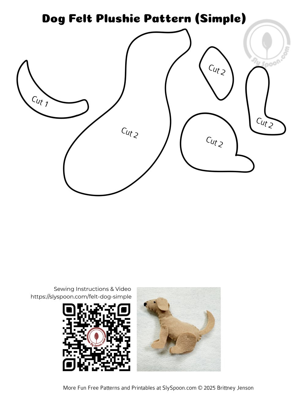 How To Hand Sew A Simple Felt Puppy Dog - Free Printable Pattern inside Dog Sewing Patterns Free Printable