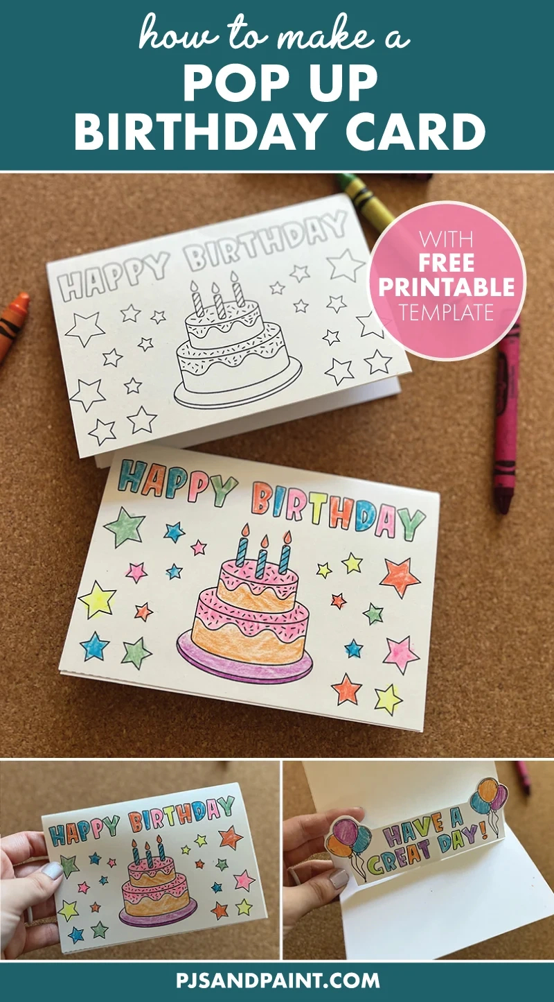 How To Make A Pop Up Birthday Card - Free Printable - Pjs And Paint for Free Printable Pop Up Birthday Card Templates