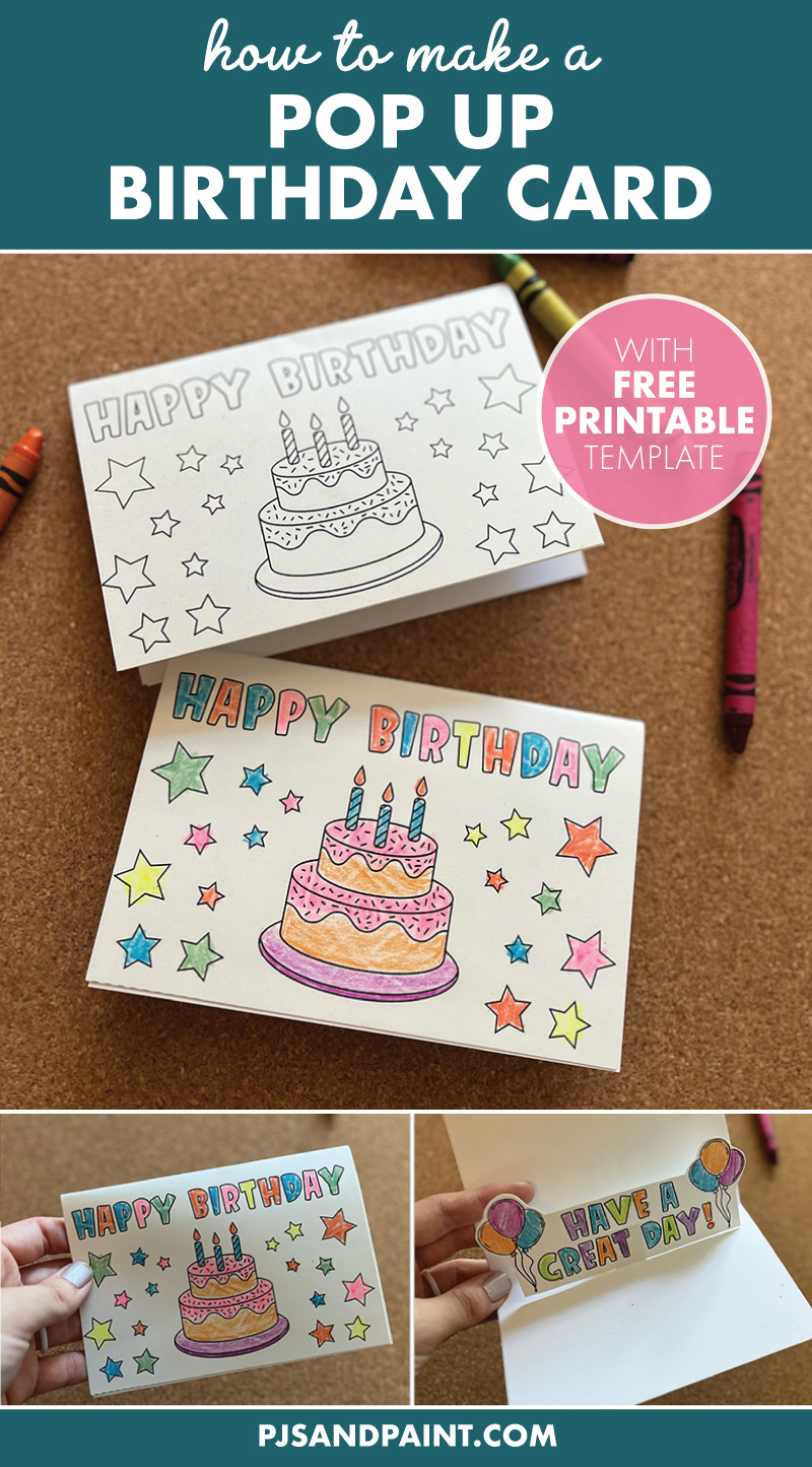 How To Make A Pop Up Birthday Card - Free Printable - Pjs And Paint within Free Printable Birthday Pop Up Card Templates