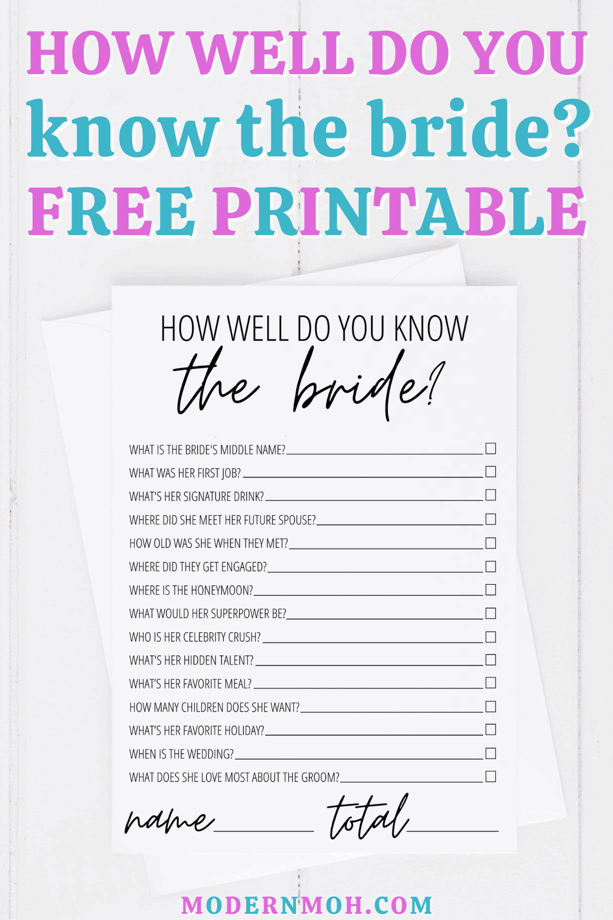 How Well Do You Know The Bride? Free Printable in How Well Do You Know The Bride Game Free Printable