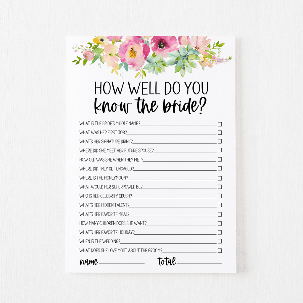 How Well Do You Know The Bride? Free Printable | Modern Moh within How Well Do You Know The Bride Free Printable