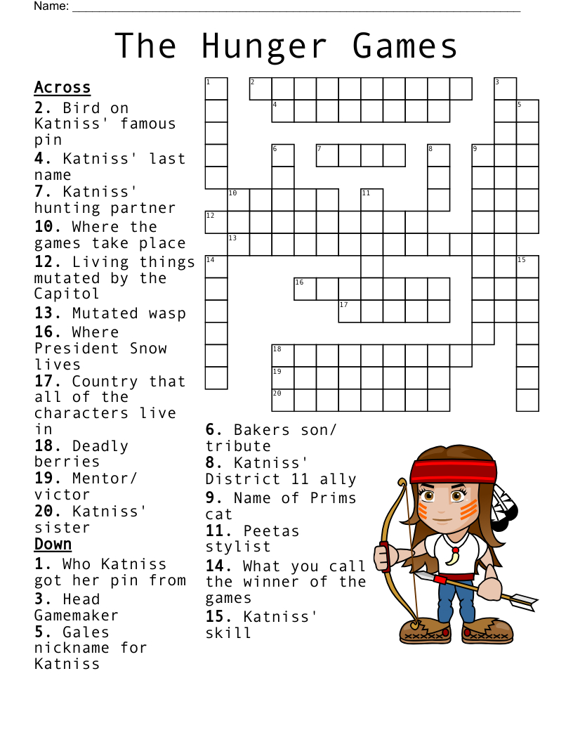 Hunger Games Matching Worksheet - Wordmint throughout Hunger Games Free Printable Worksheets