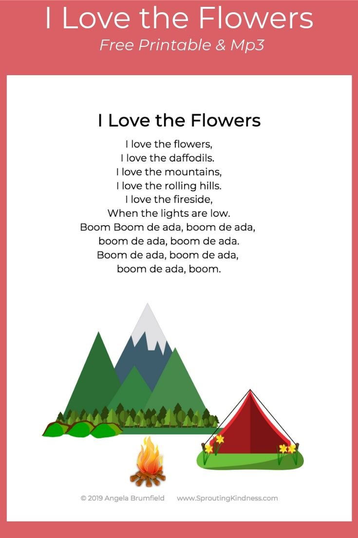 I Love The Flowers Free Printable Lyrics with regard to Free Printable Song Lyrics