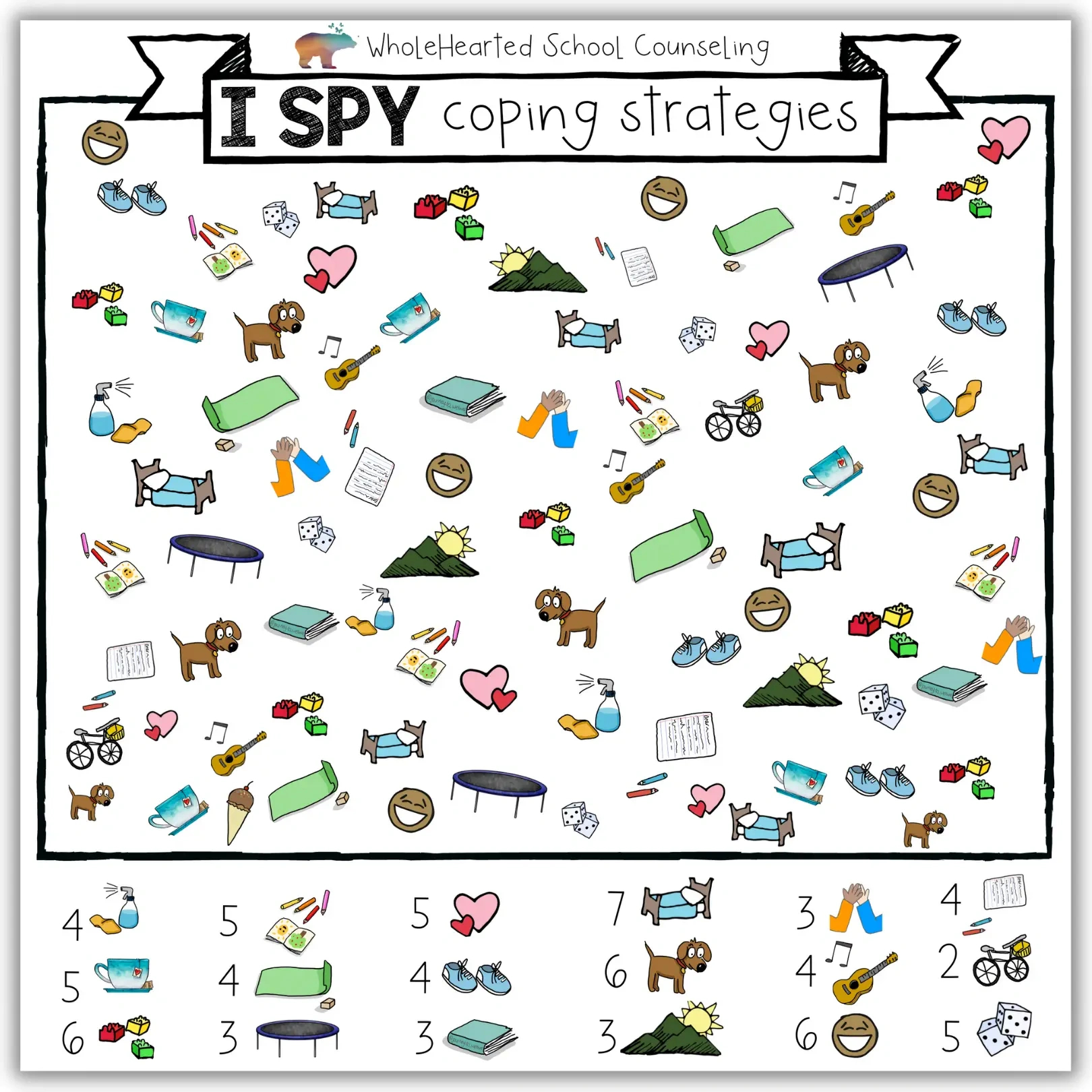 I Spy Coping Skills Poster - Wholehearted School Counseling in Free Printable Coping Skills Worksheets