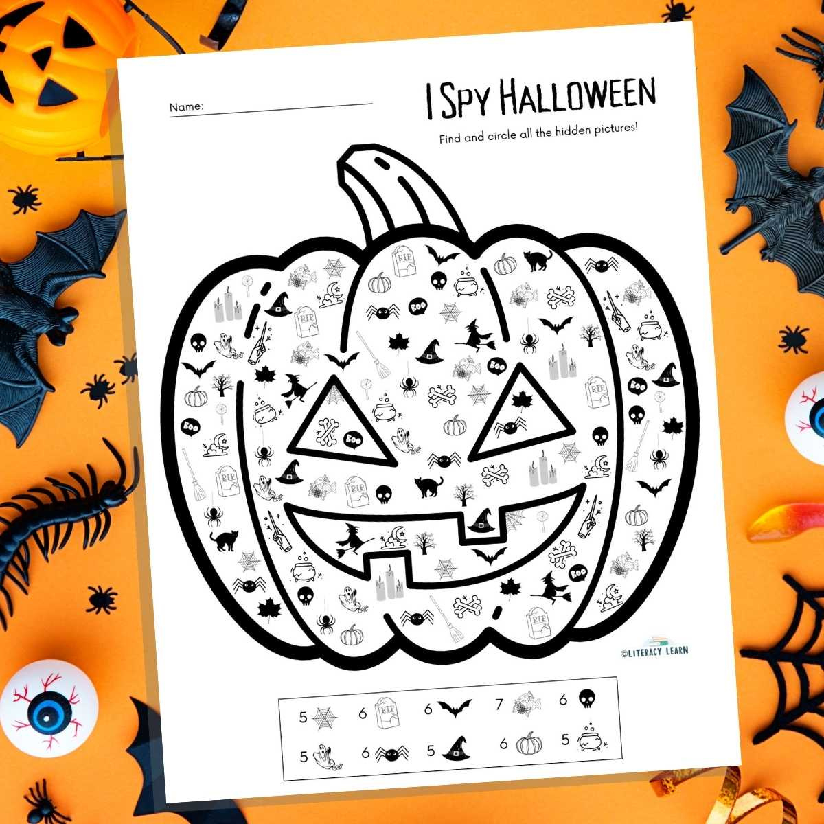 I Spy Halloween Activity Sheet - Free Printable! - Literacy Learn for Free Printable Halloween Worksheets