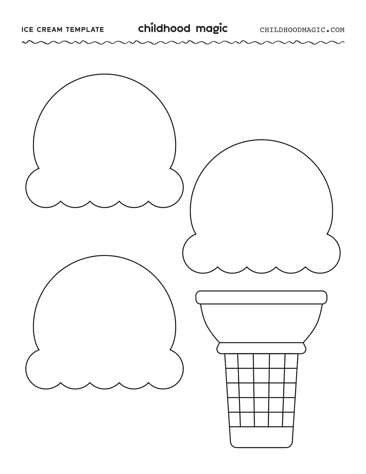 Ice Cream Template- Free Printable Outline - Childhood Magic pertaining to Ice Cream Cone Template Free Printable