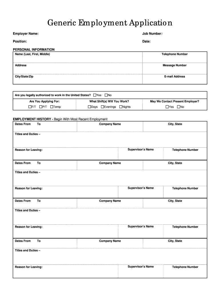 Id Dol Generic Employment Application Form - Fill Online for Free Printable Job Application Template