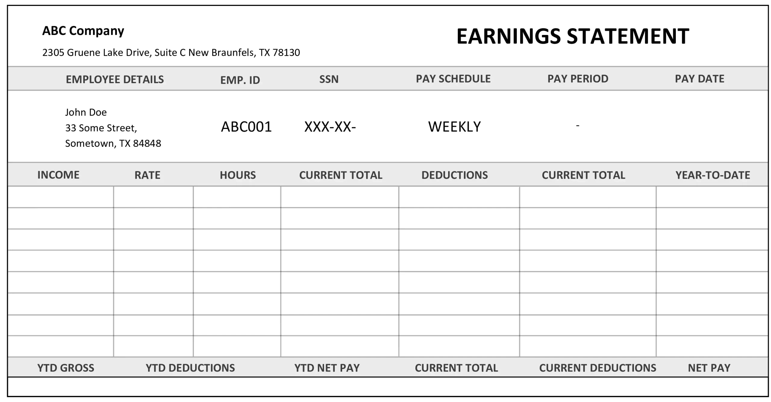 Independent Contractor Pay Stub Template ≡ Fill Out Pdf Forms Online inside Free Printable Pay Stubs