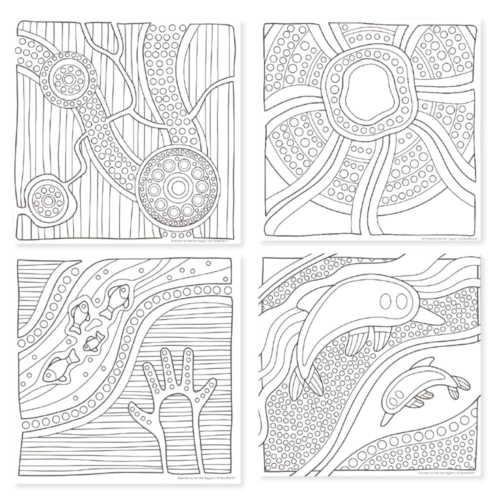 Indigenous Designed Cardboard Patterns - White - Pack Of 20 within Free Printable Aboriginal Colouring Pages