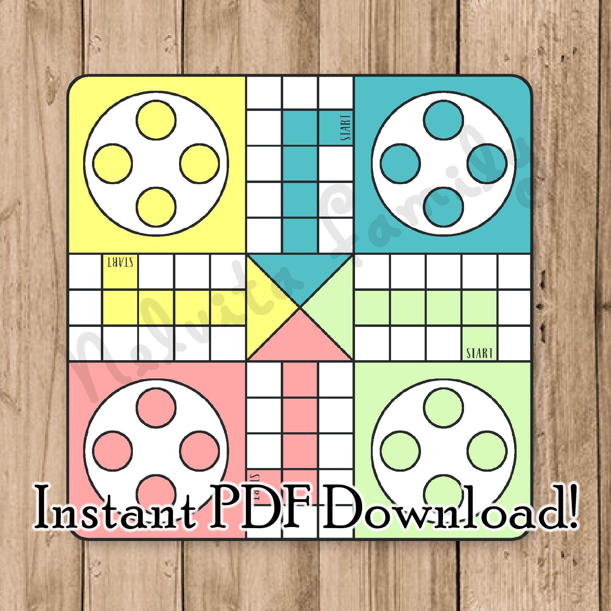 Instant Download Ludo Board Game Printable Pdf regarding Free Printable Ludo Board