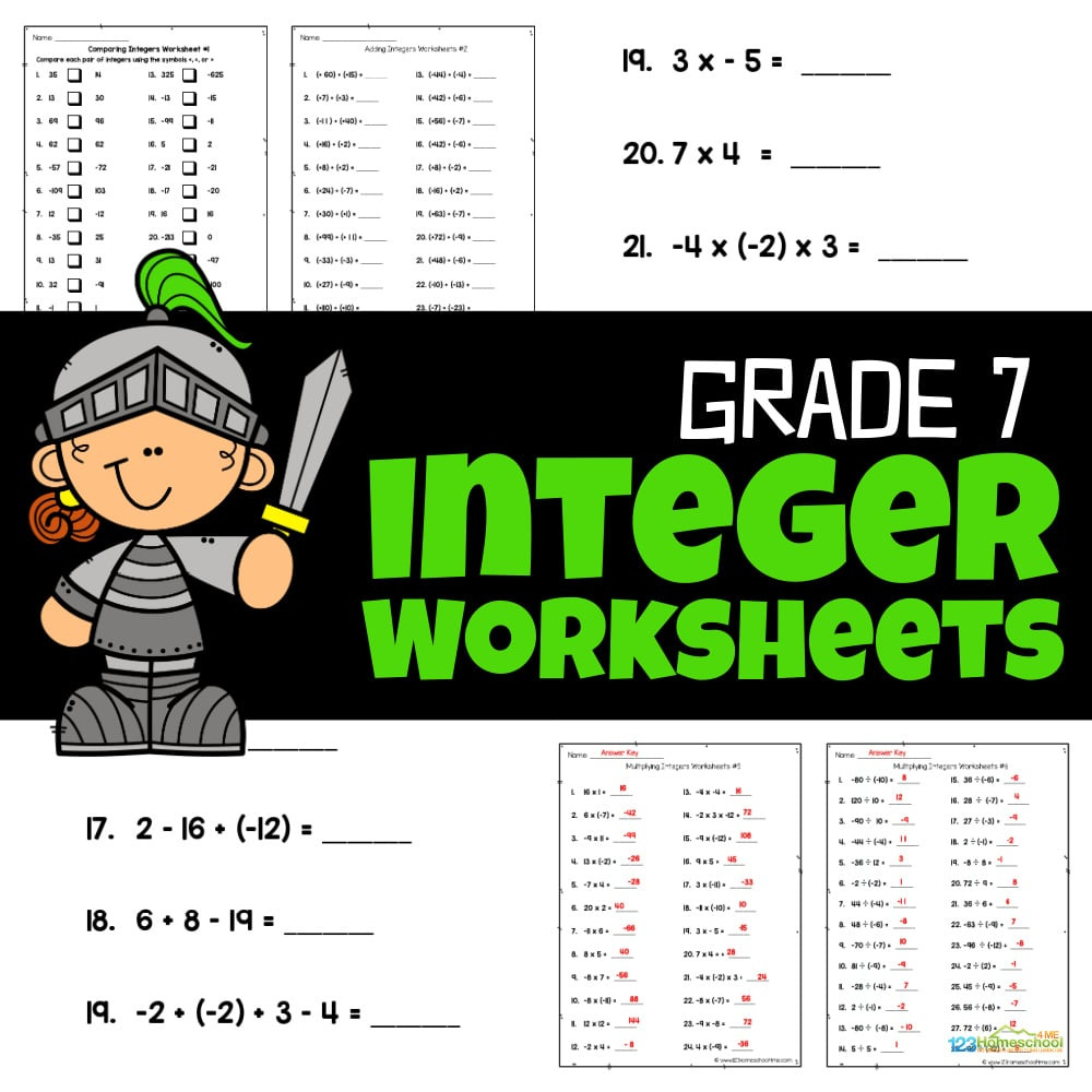 Integers Worksheets For Grade 7 Math throughout Free Printable Integer Worksheets Grade 7