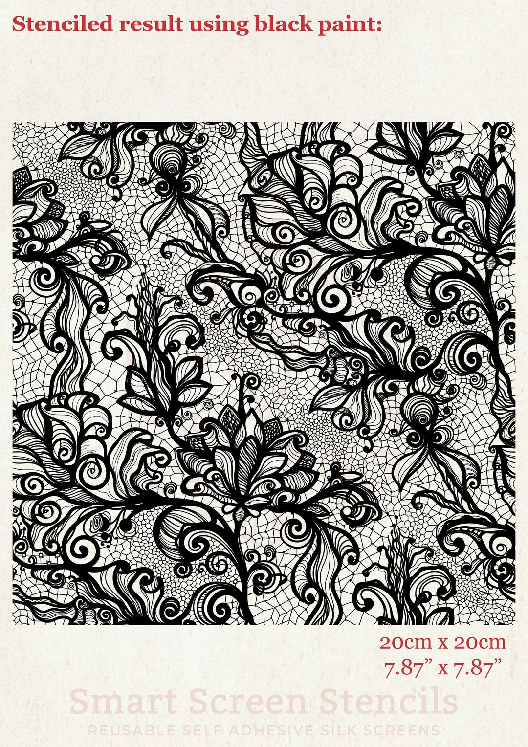 Intricate Lace Pattern, Reusable Silkscreen, Floral Pattern in Free Printable Lace Stencil