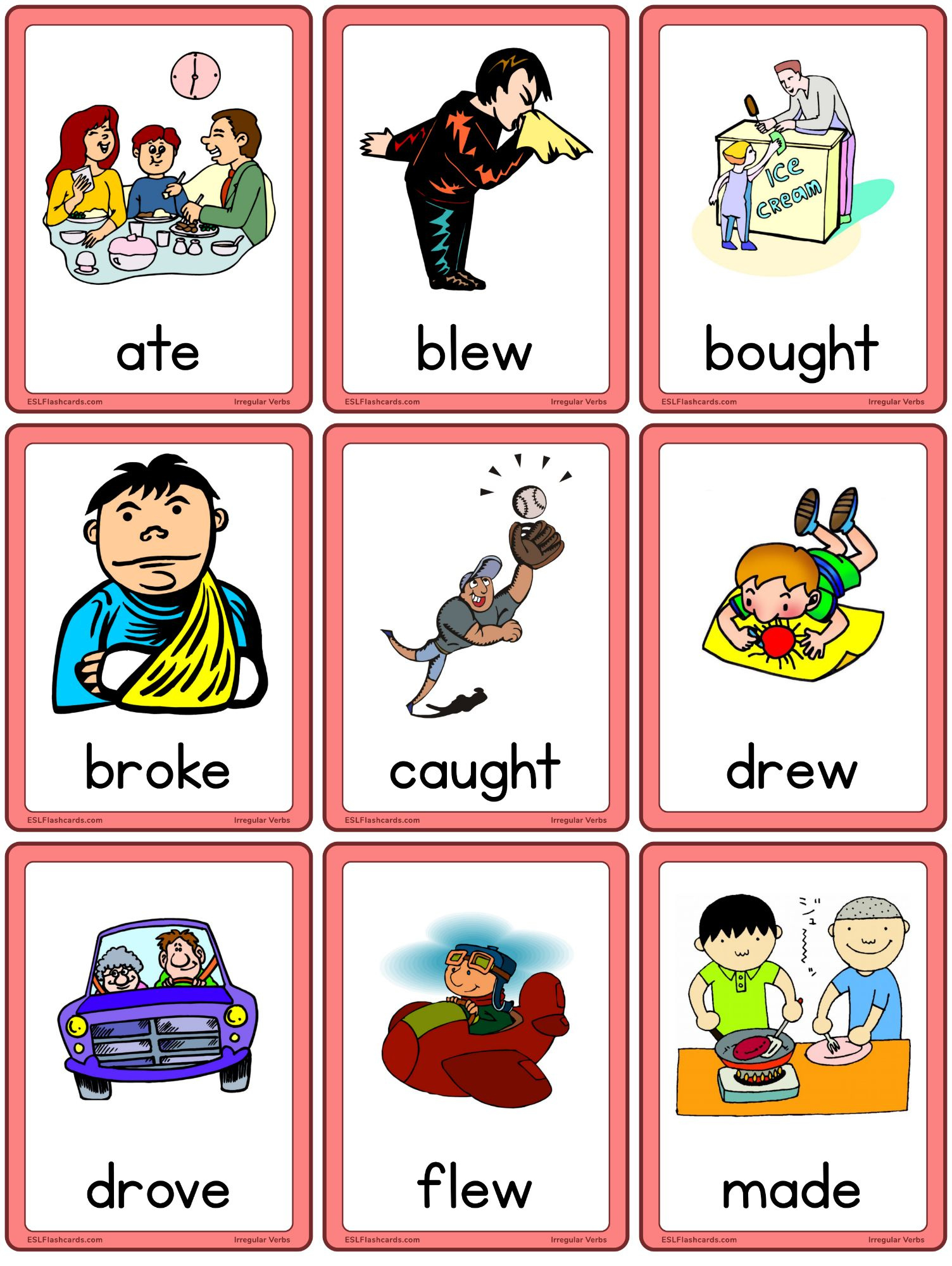 Irregular Verbs – Esl Flashcards inside Irregular Verbs Flashcards Printable Free