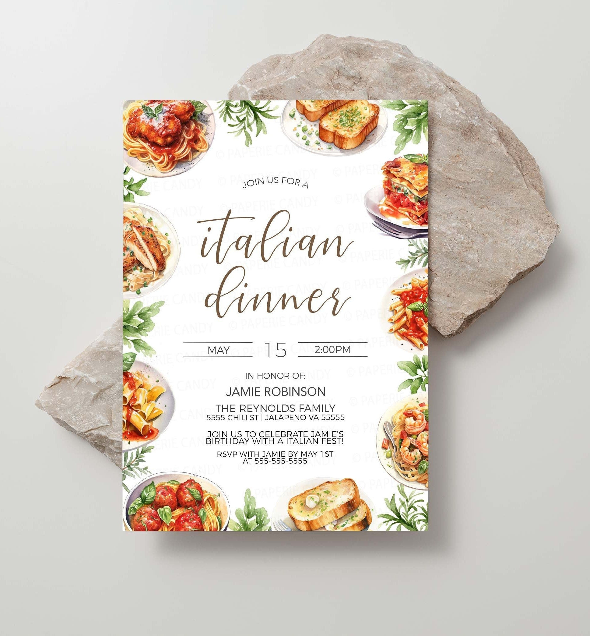 Italian Dinner Invitation, Italian Theme Invite, Pasta Dinner with Free Printable Italian Dinner Invitations