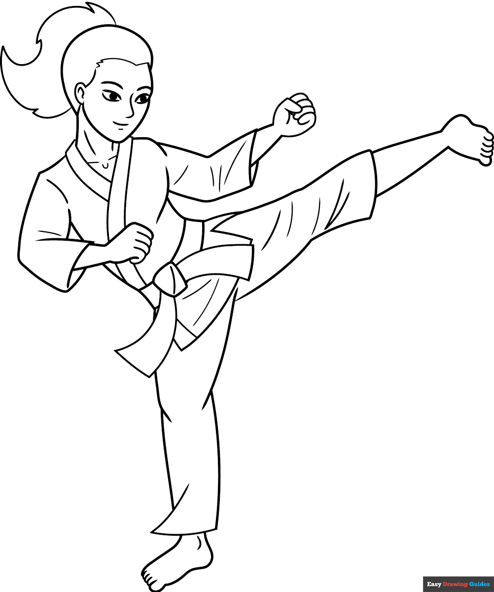 Karate Coloring Page | Easy Drawing Guides within Free Printable Karate Coloring Pages