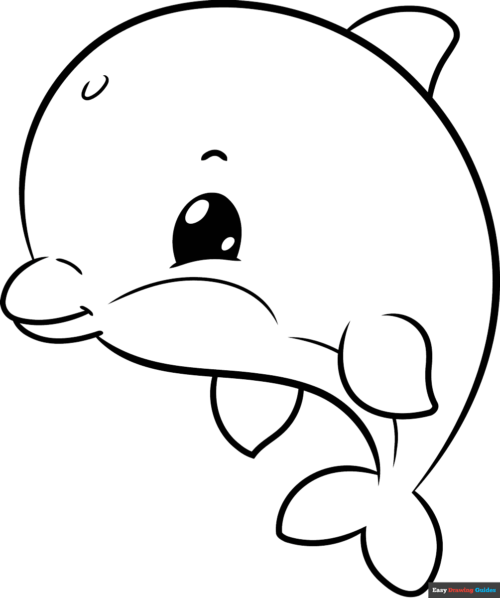 Kawaii Dolphin Coloring Page | Easy Drawing Guides inside Dolphin Coloring Sheets Free Printable