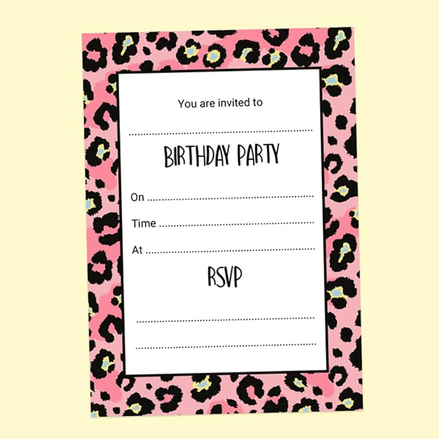 Kids Birthday Invitations - Leopard Print Party - Pack Of 10. Fun within Free Printable Cheetah Birthday Invitations