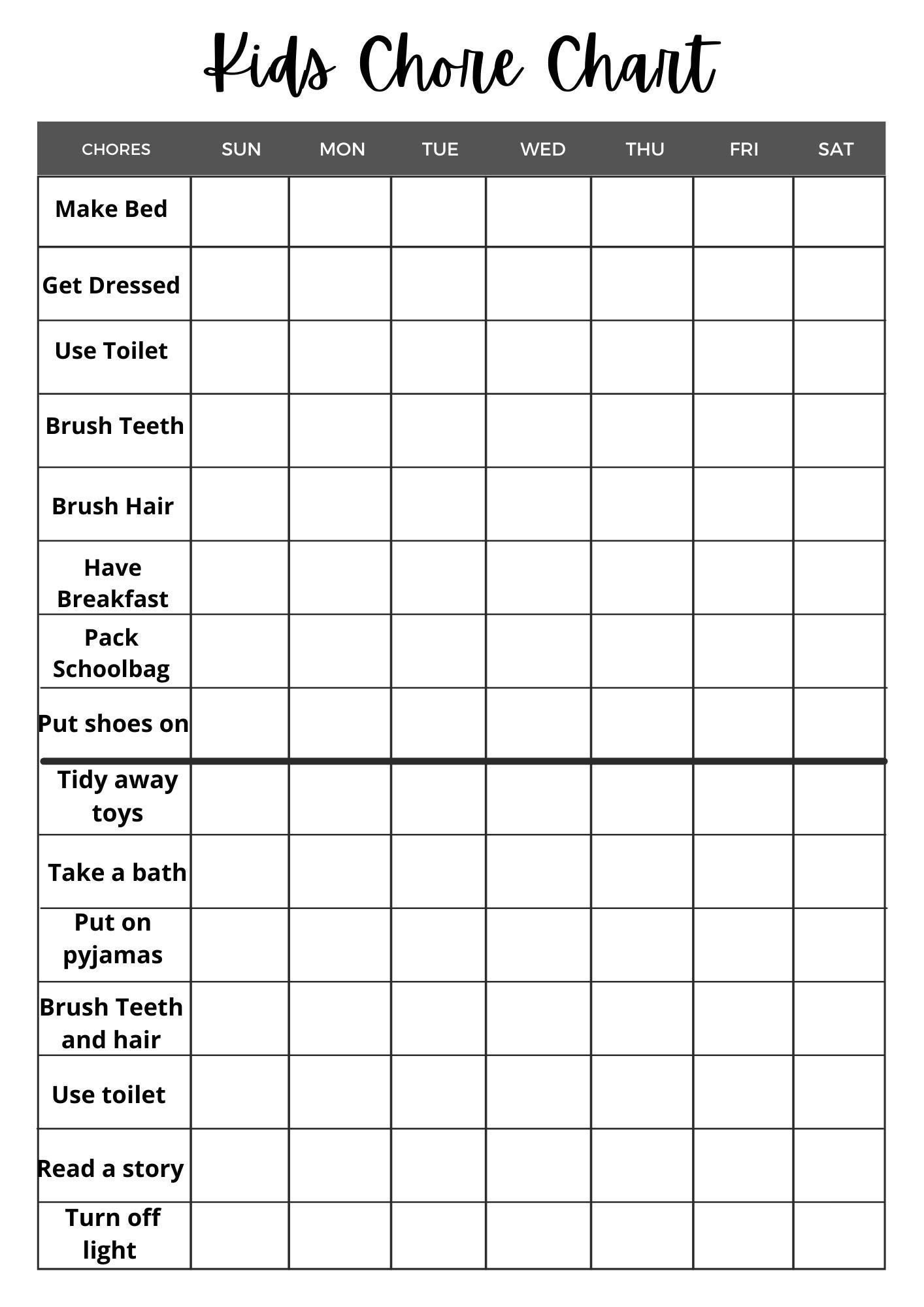 Kids Chore Chart Day And Night - Worksheets Library in Free Printable Chore Charts For 7 Year Olds