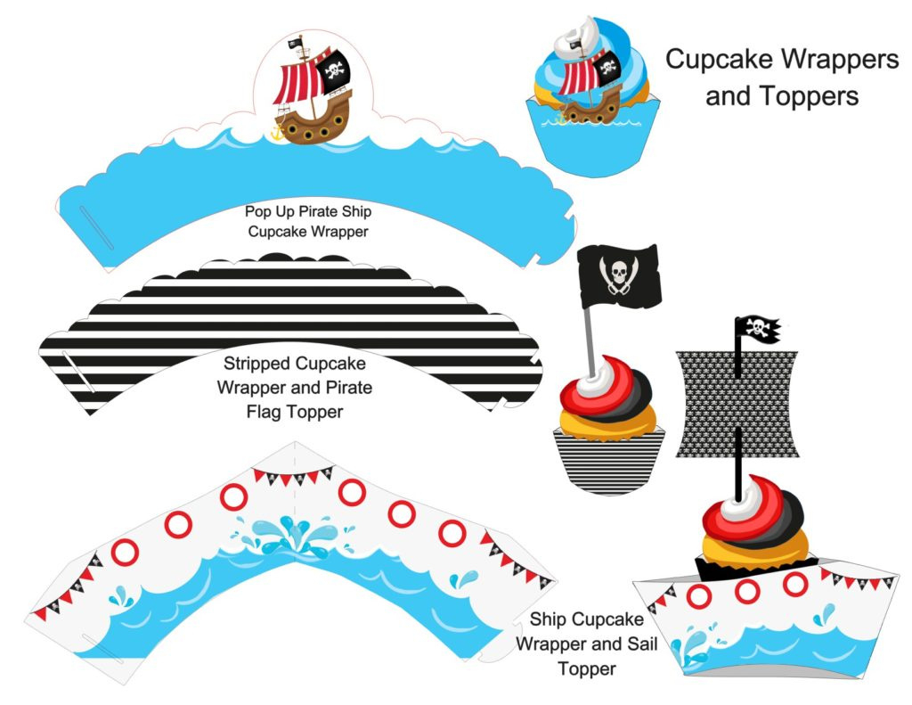 Kids Pirate Birthday Party Free Printable Collection within Free Printable Pirate Cupcake Toppers