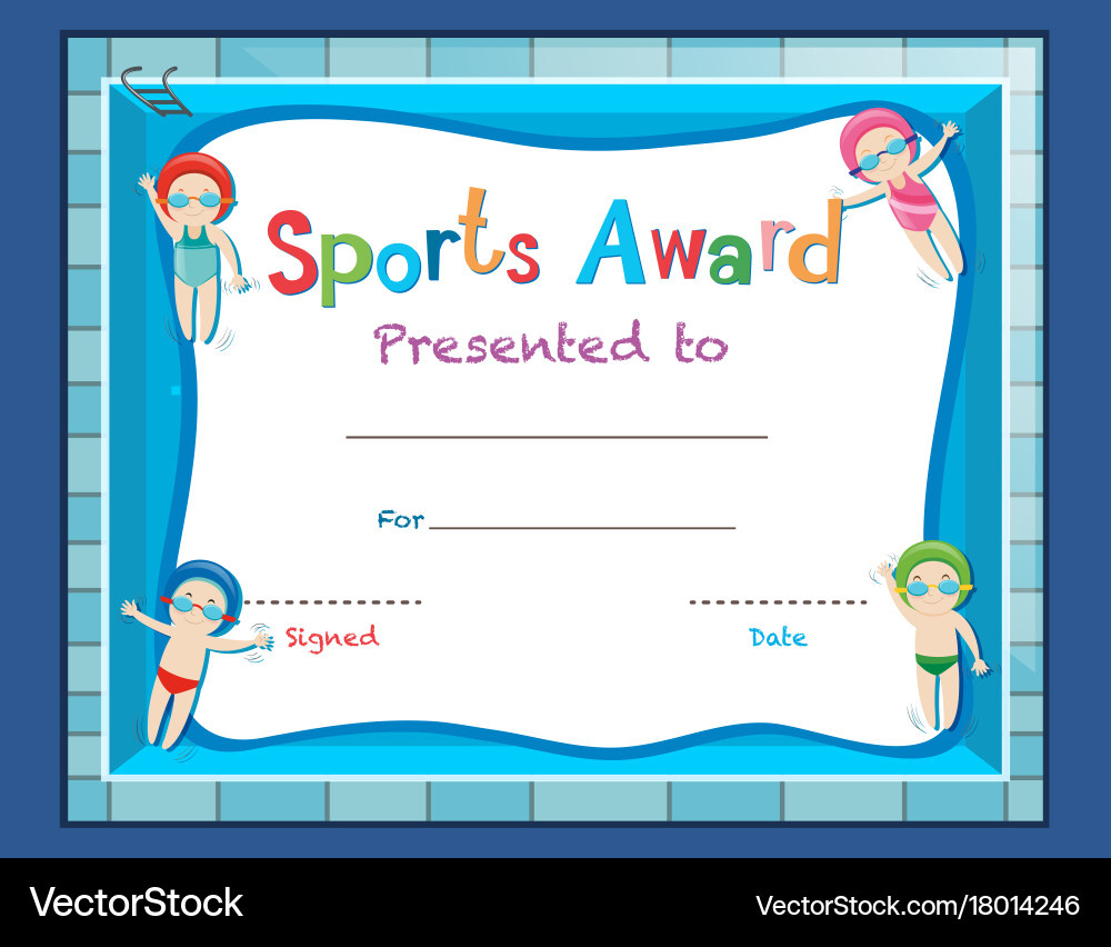 Kids Swimming Award Certificate Royalty Free Vector Image within Free Printable Swimming Certificates For Kids