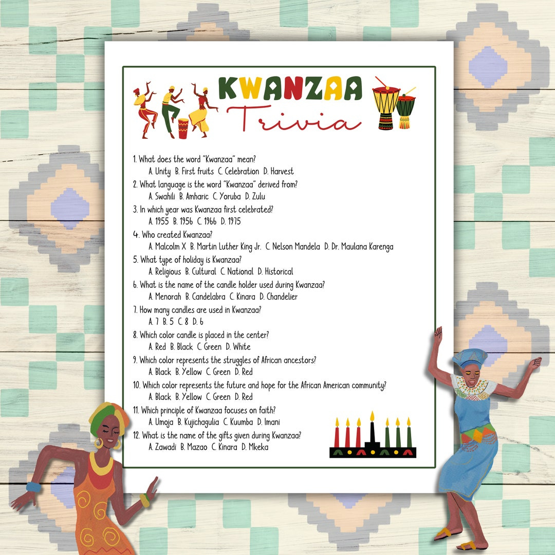 Kwanzaa Trivia Game, Kwanzaa Printable Trivia Questions, Kwanzaa with Kwanzaa Trivia Free Printable