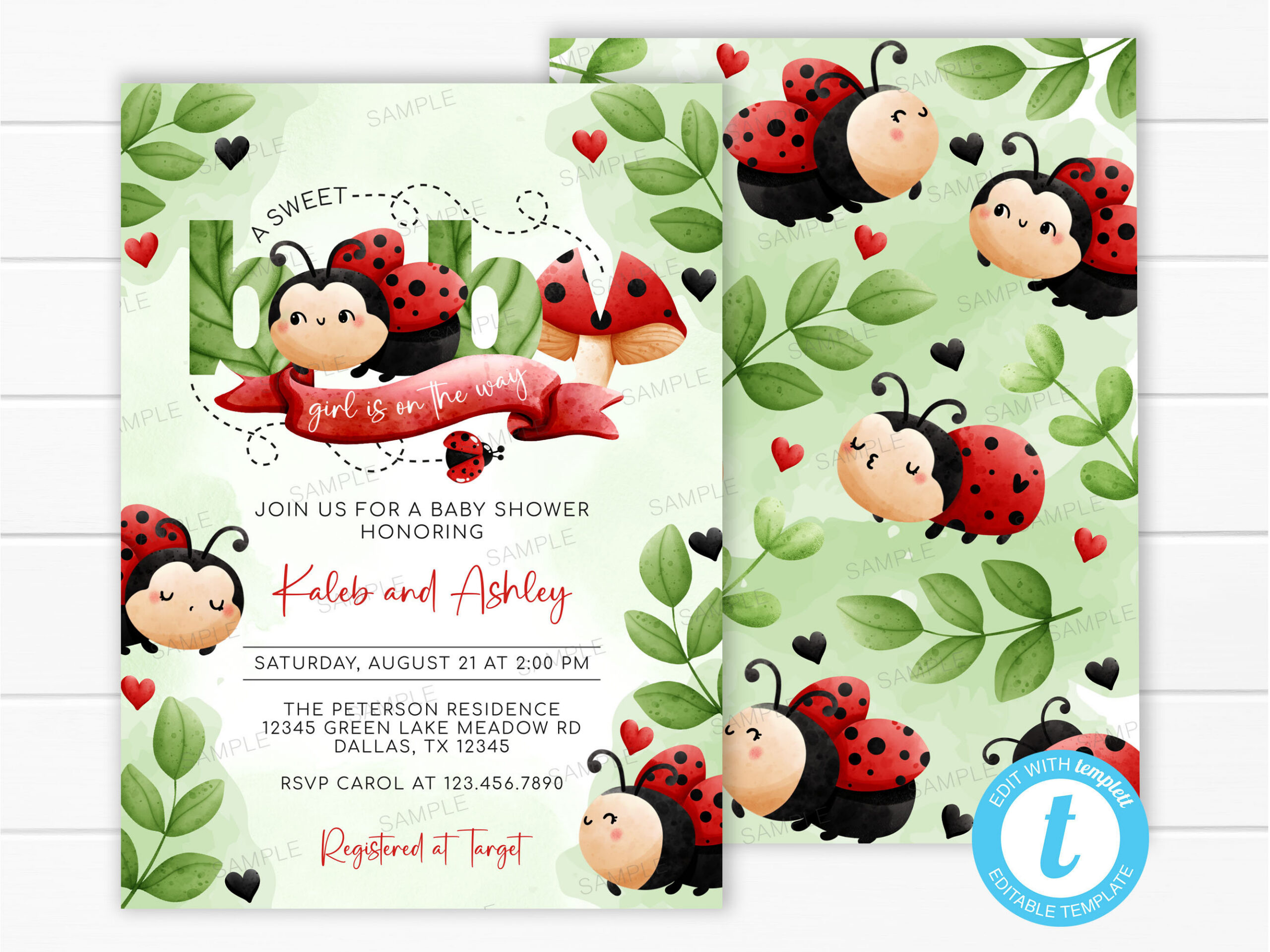 Ladybug Baby Shower Invitation, Ladybug Invite, Ladybug Baby with regard to Free Printable Ladybug Baby Shower Invitations Templates