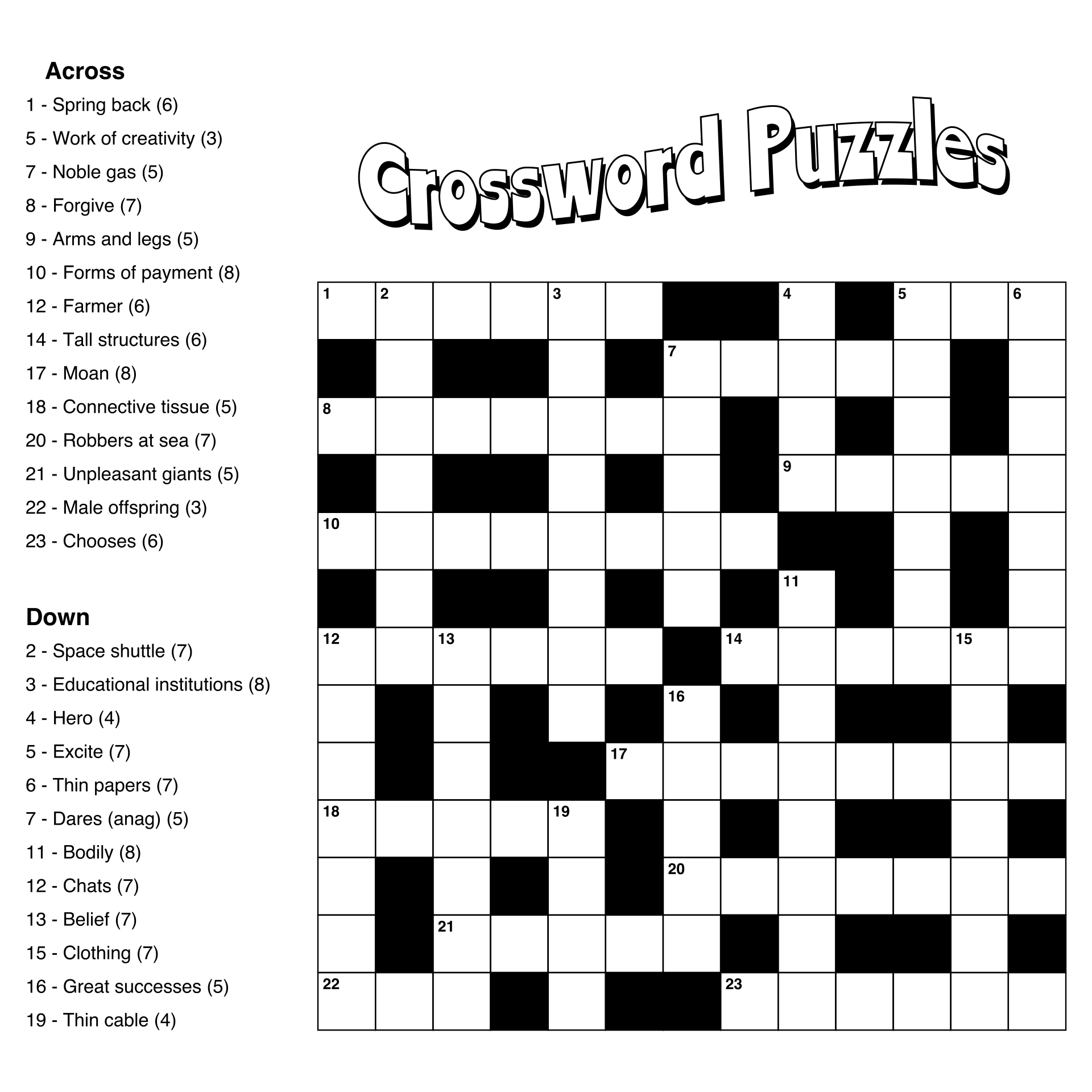 Large Print Easy Crossword Puzzles - 10 Free Pdf Printables with regard to Free Printable Easy Fill In Puzzles