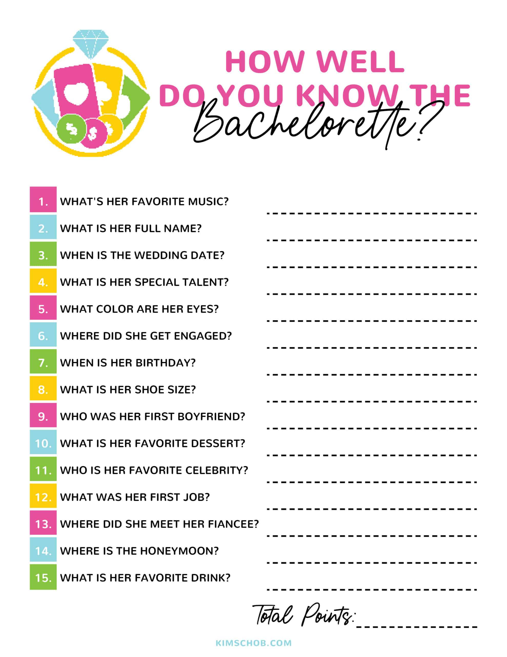 Las Vegas Themed Bachelorette Party Games - Kim Schob throughout Free Printable Bachelorette Party Games