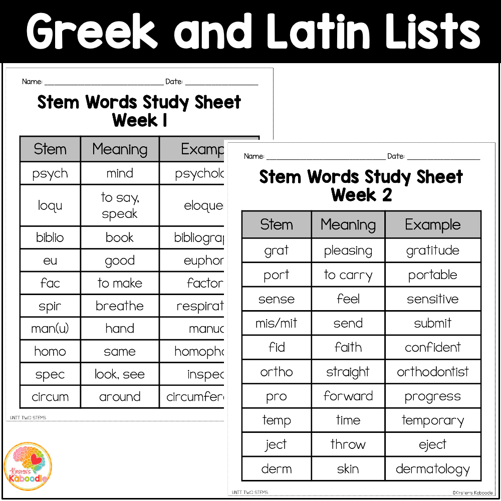 Latin And Greek Root Word Activities: Lists, Quizzes, And Tests pertaining to Free Printable Greek And Latin Roots