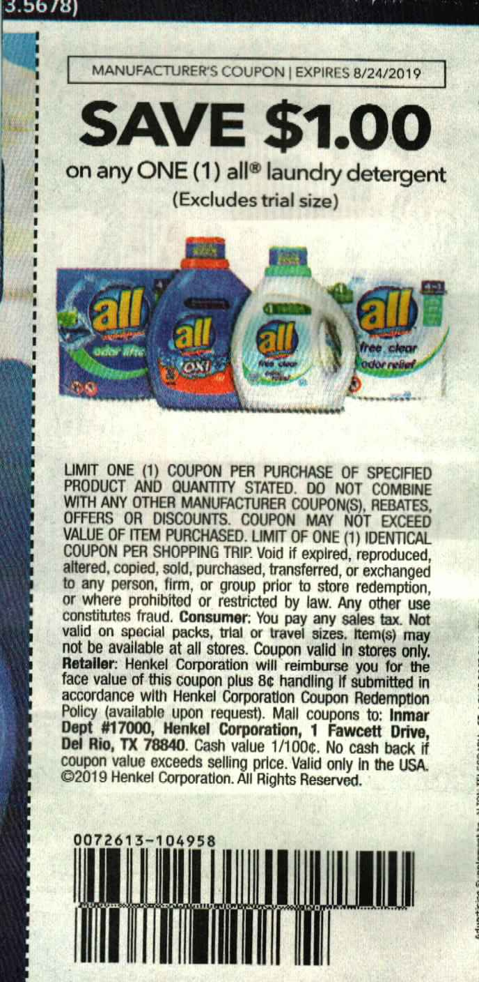 Laundry Detergent Coupons Printable - Printable Paper Crafts regarding Free All Detergent Printable Coupons