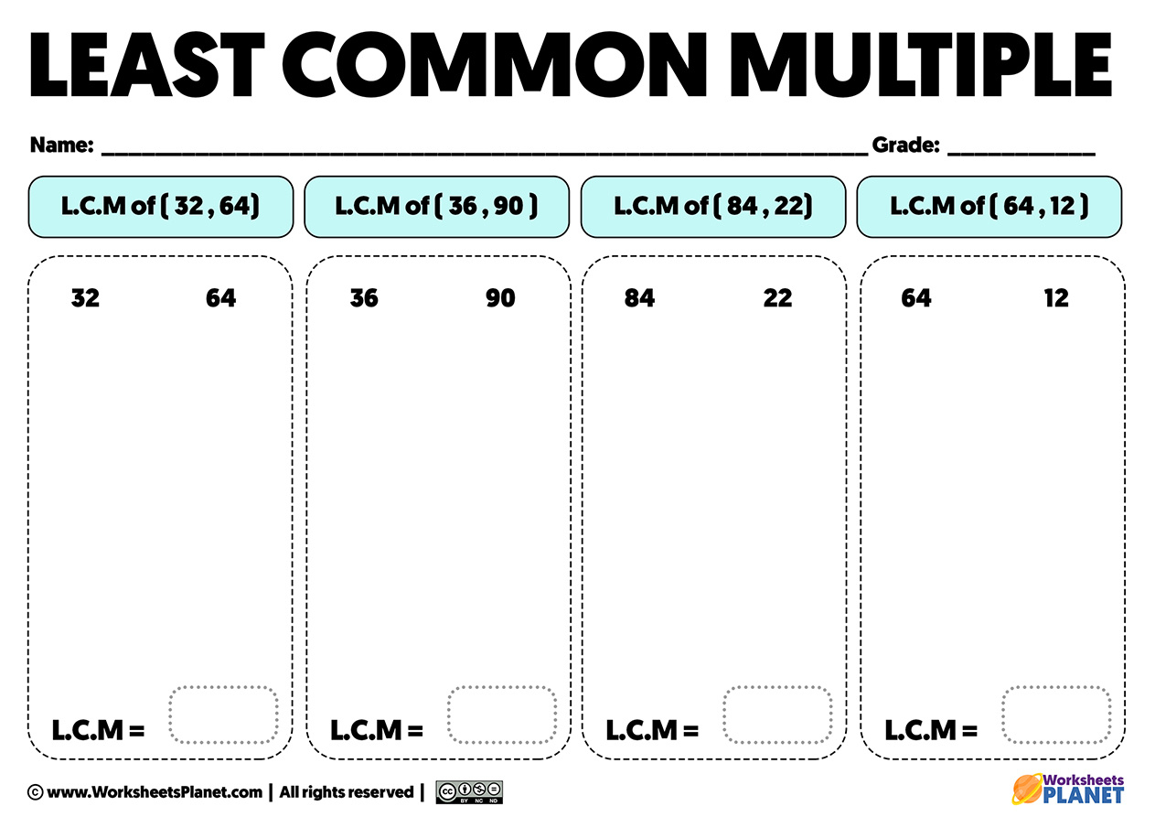 Least Common Multiple Exercises | L.c.m Worksheets regarding Free Printable Lcm Worksheets
