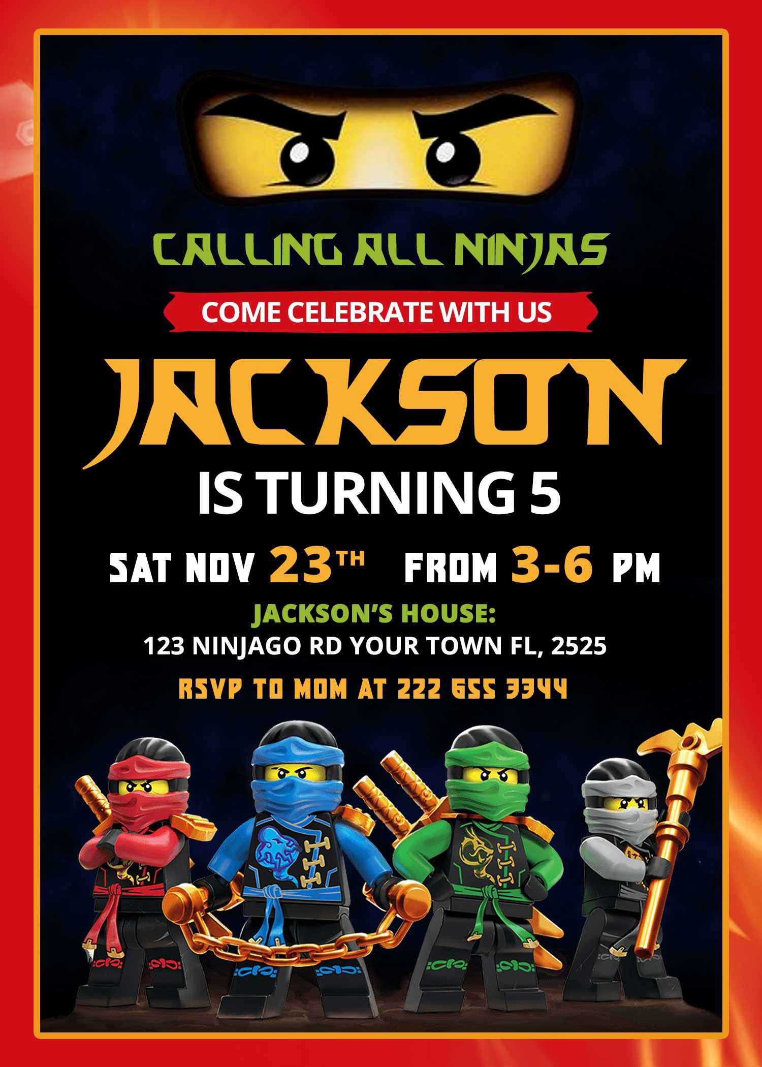Lego Ninjago Birthday Invite | Fantastic Invitation - Worksheets pertaining to Lego Ninjago Party Invitations Printable Free