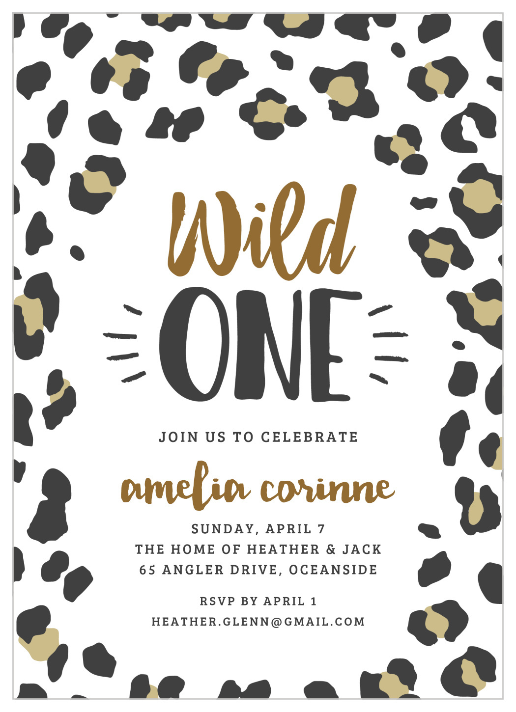 Leopard Print First Birthday Invitationsbasic Invite throughout Free Printable Cheetah Birthday Invitations