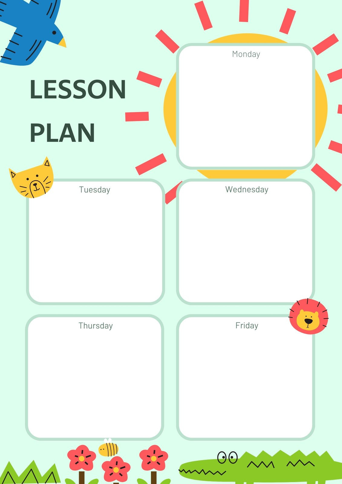 Lesson Plan Templates You Can Customize For Free | Canva regarding Free Printable Preschool Teacher Resources