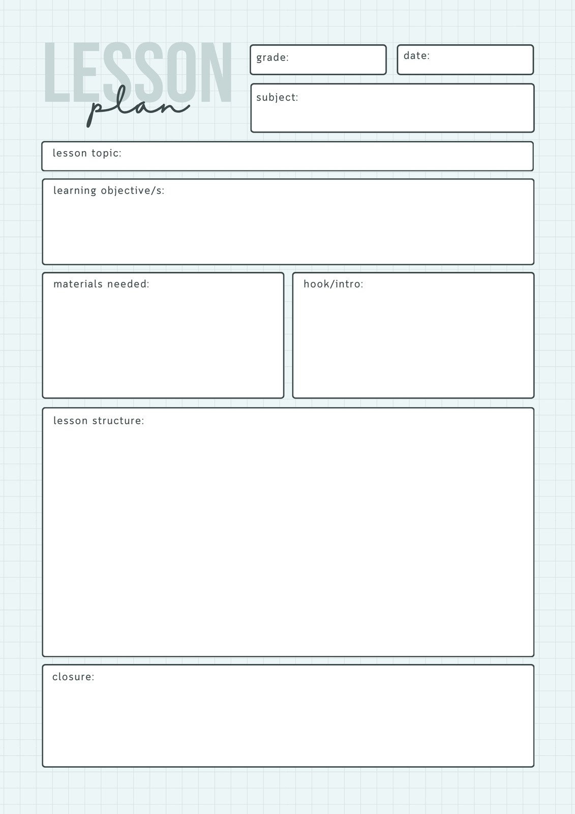 Lesson Plan Templates You Can Customize For Free | Canva within Free Printable Lesson Plan Template Blank