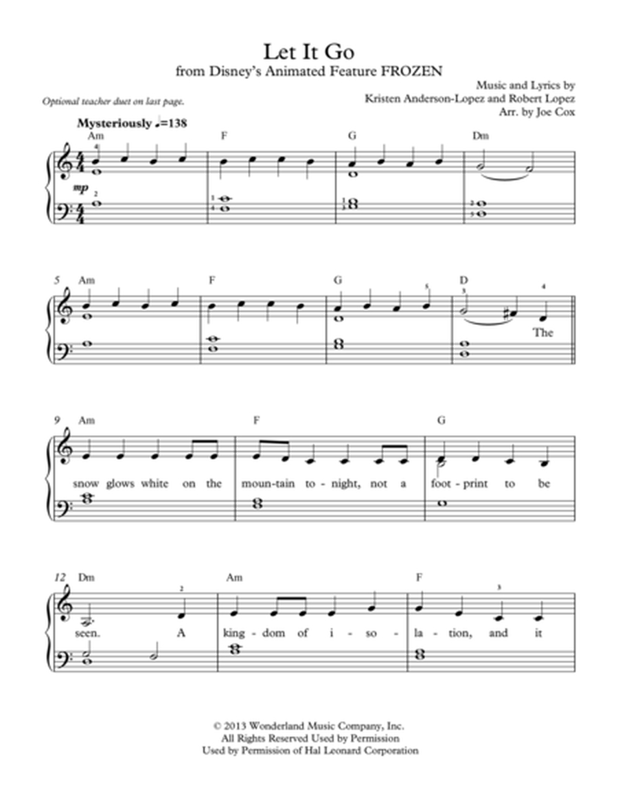 Let It Go From Frozen Easy Sheet Music | Teaching Resources with regard to Frozen Piano Sheet Music Free Printable