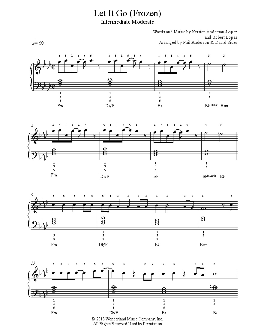 Let It Go pertaining to Frozen Piano Sheet Music Free Printable
