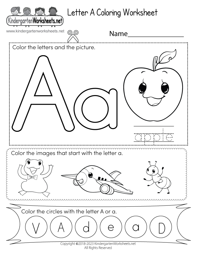 Letter A Coloring Worksheet - Free Printable, Digital, & Pdf with regard to Free Printable Alphabet Worksheets For Kindergarten