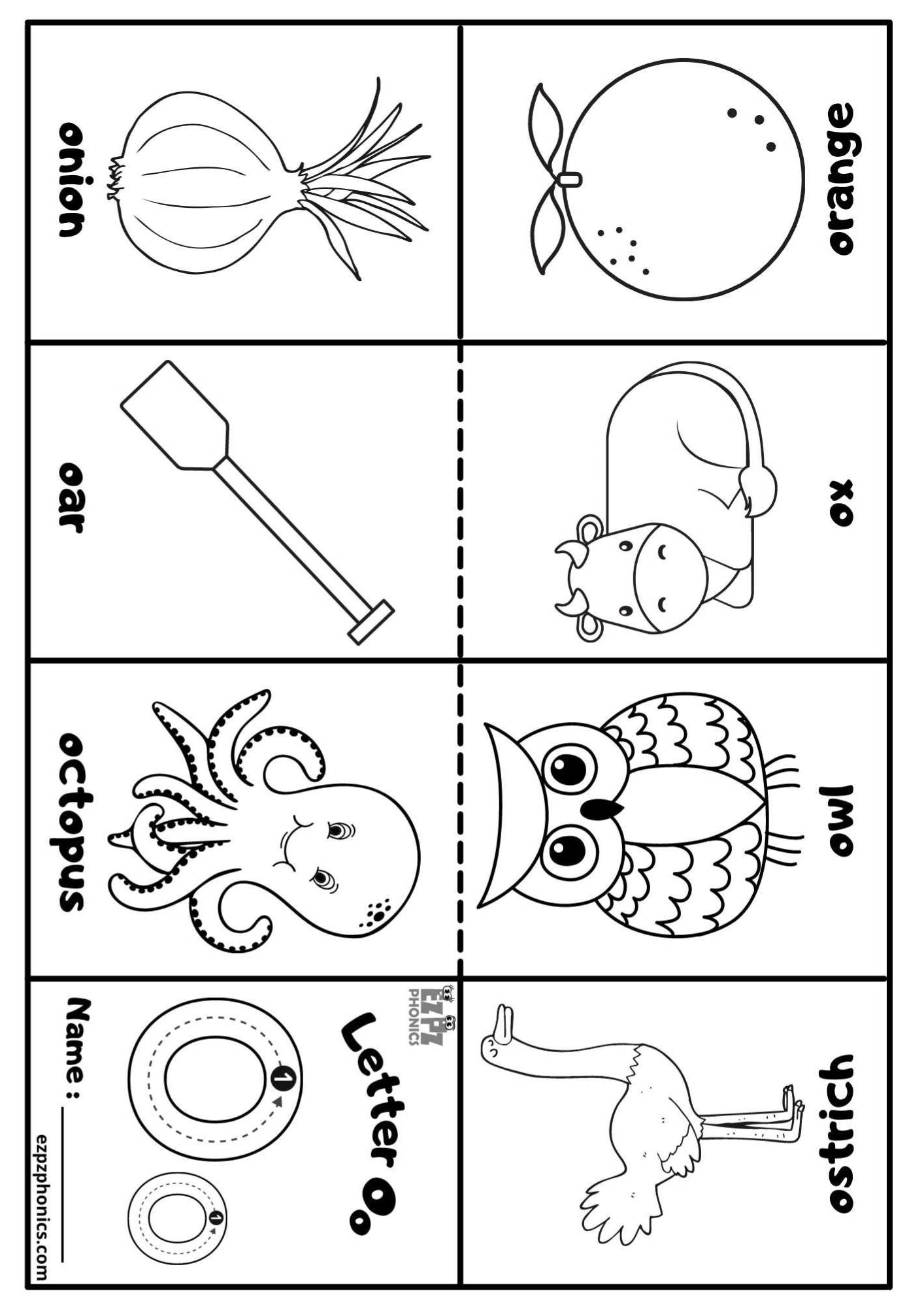 Letter O Mini Coloring Book Free Printable Pdf - Ezpzphonics in Free Printable Phonics Books